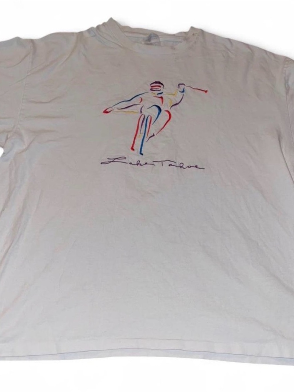 Vintage Men’s 90s Lake Tahoe Embroidered White Shirt Size XXL